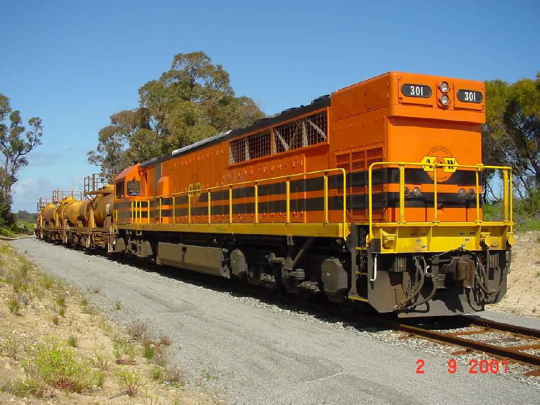 Q301 seen at Kwinana, waits to depart for Forrestfield with the acid train - 2 September 2001